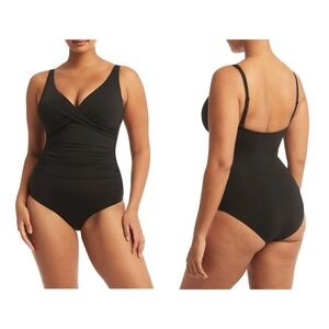 Sea Level Swim Australia Black Cross Front One Piece Swimsuit US 8 NEW